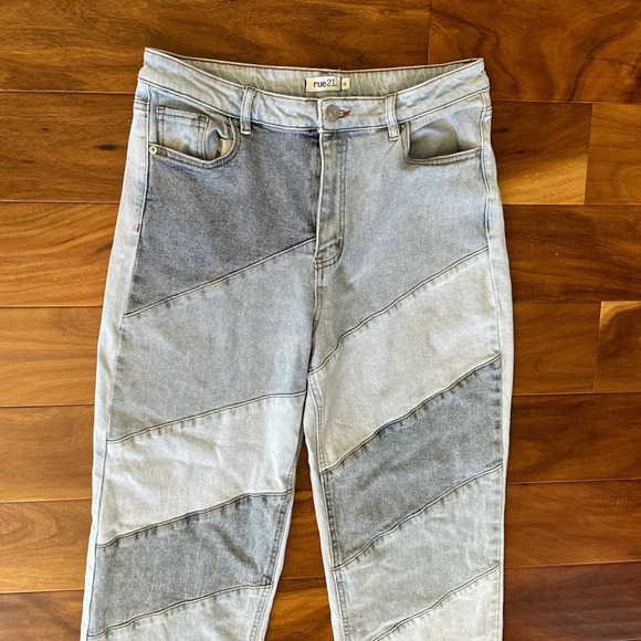 Rue21 Colorblock High Rise Denim Jeans size 13 - Picture 2 of 5